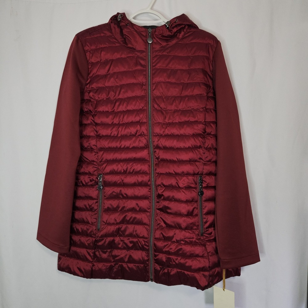 Laurier & Co Montreal Hybrid Puffer Jacket Womens M Burgundy NEW Hooded
